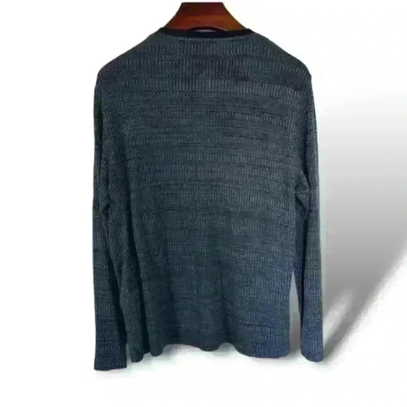 New Alfani Men Textured Space-Dyed Stretch Henley Active Top, Blue Size XL​​ - Picture 2 of 3